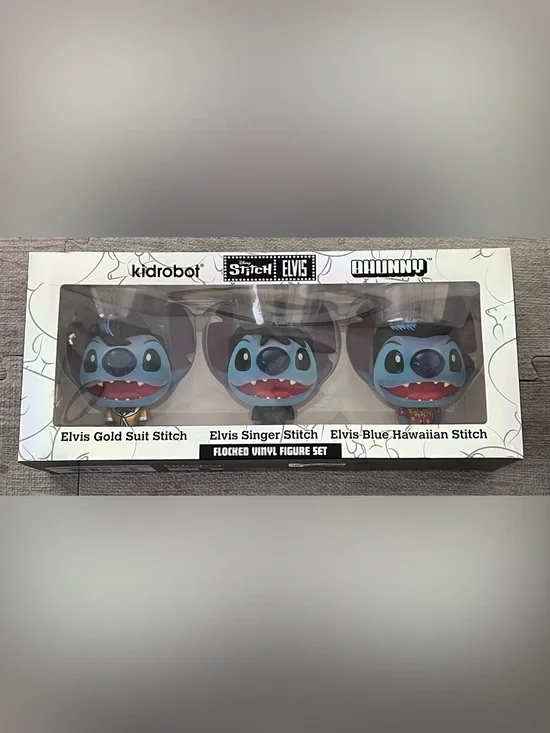 Kidrobot Phunny Disney Stitch Elvis Flocked Vinyl Figure Set 3-Pack