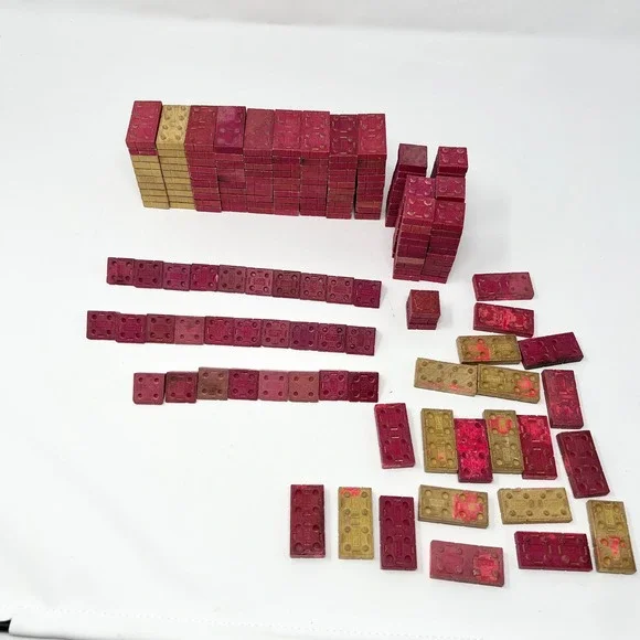 VTG American Bricks 2LB Halsam Wood Building Blocks‎ Bulk Lot Red /Yellow USA