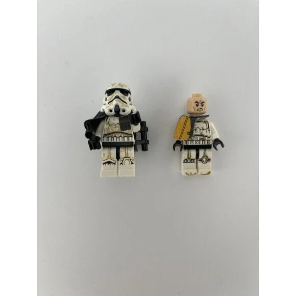 Genuine LEGO Minifigs 2 Sandtroopers Orange & Black Pauldron & Weapons No Cracks