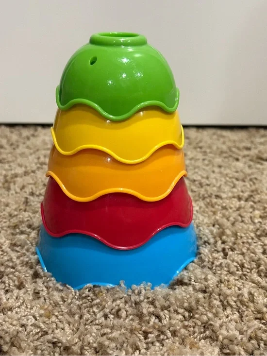 Stacking Cups Set for Kids - Green, Yellow, Orange, Red, Blue