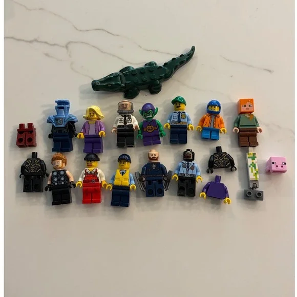 LEGO Minifigure Lot Marvel Green Goblin Thor Minecraft Steve Crocodile City