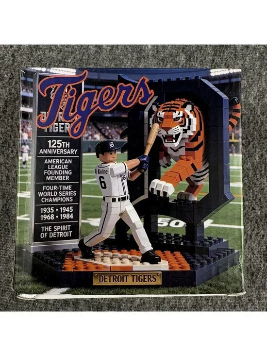 Detroit Tigers 125th Anniversary Al Kaline #6 Building Block Set Open Box