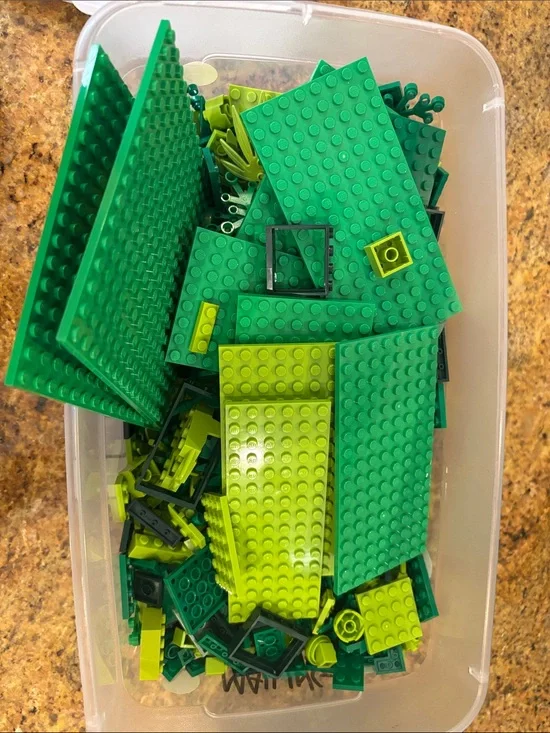 Lego Green Mixed Baseplates & Bricks - 2.1 lbs