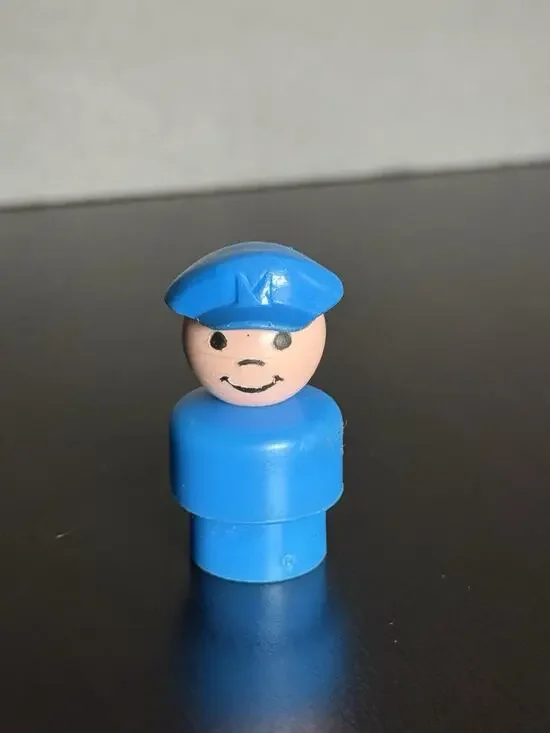 Vintage Fisher Price Little People Man / Mailman: Blue Cap & Body