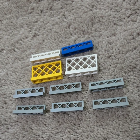 LEGO Assorted Fence Pieces - Blue, Gray, White, & Yellow
