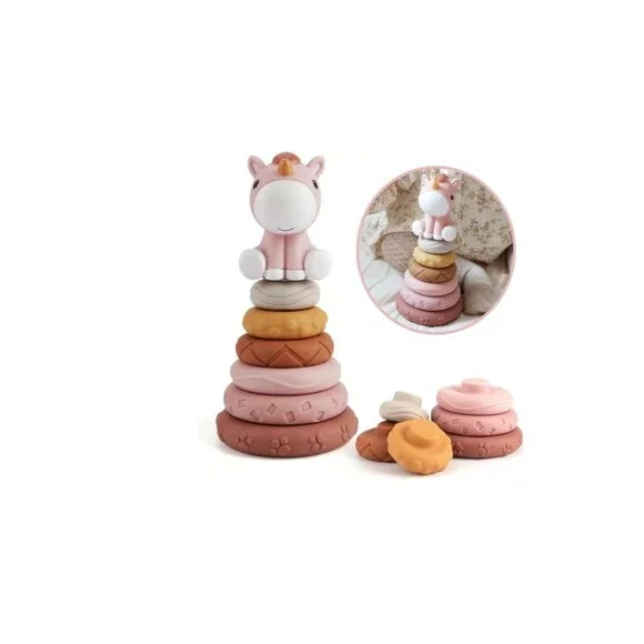 Stacking Nesting Baby Toy Nueplay 7 Pcs Squeeze Teething Cognitive Toy NEW