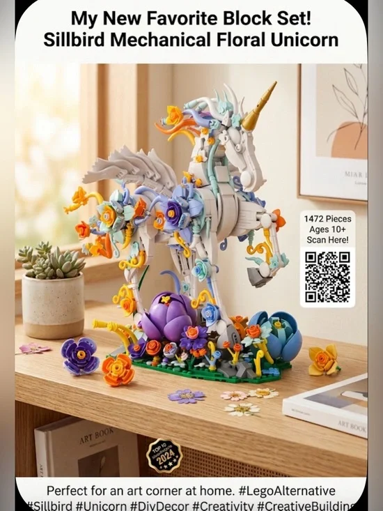 NIB Sillbird Mechanical Floral Unicorn | 1472 Pcs 🦄🌸✨