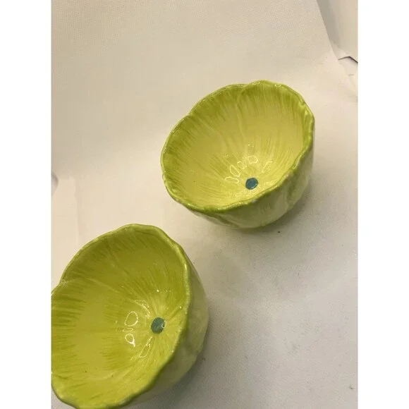 Set of 2 Pier 1 One Imports Cabbage Condiment Bowls Green spring small