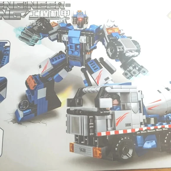 New Engineering Building Block Set Cement Mixer Tranforms Robot 452 Pcs