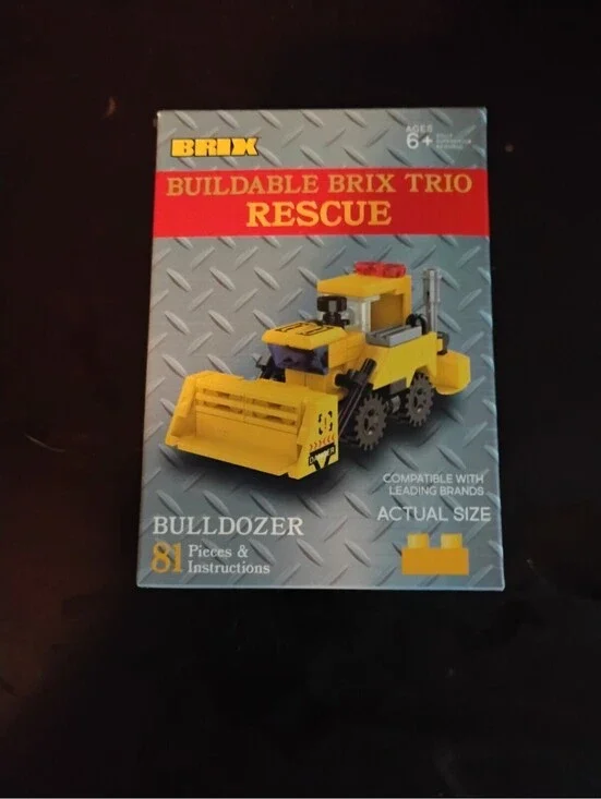 BRIX Buildable Brix Trio Rescue Bulldozer Building Block Set 81 Pieces