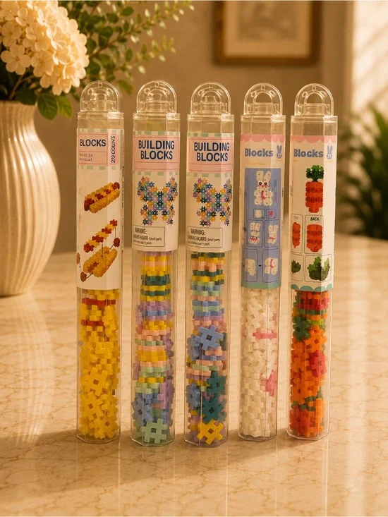 Building Blocks Tube Set - Pastel & Bright Colors
