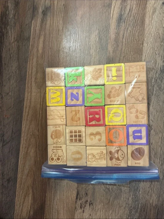Wooden Alphabet and Number Blocks - Colorful Educational Set vintage