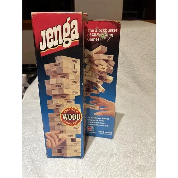Vintage Jenga‎ w/ 54 Precision Wood Crafted Hardwood Blocks - Milton Bradley