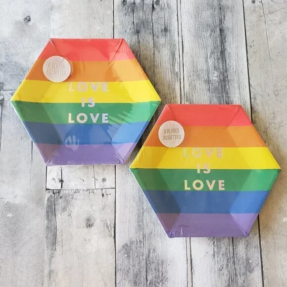 NWT - Meri Meri Love is Love Rainbow Paper Plates (set of 16)