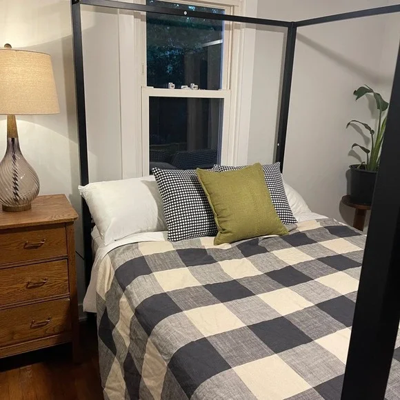 Pottery Barn Bryce Buffalo Check Cotton Duvet‎ Cover Full/Queen Charcoal Grey