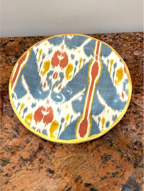 Pottery Barn Ikat Salad Plate Gold Rim