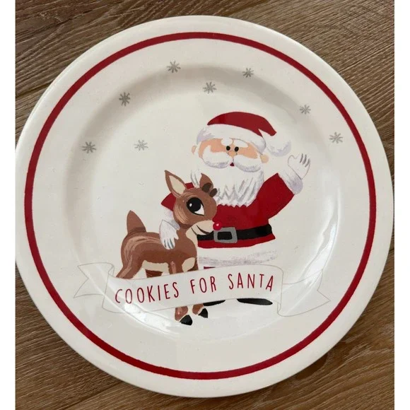 Pottery Barn Kids Rudolph Cookies for Santa Melamine Plate 10.5