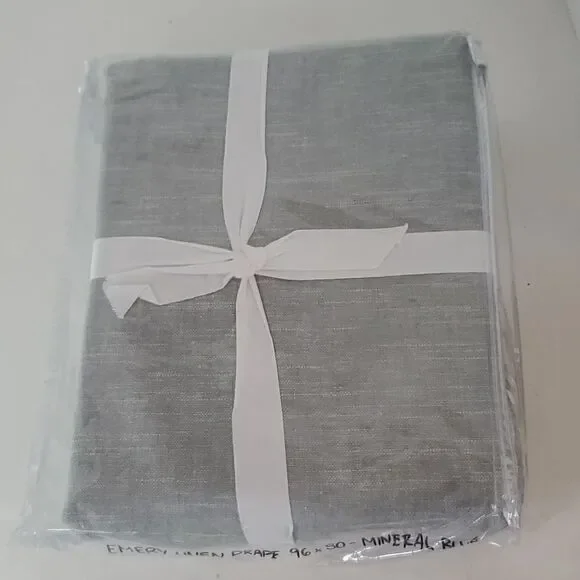 Pottery Barn Emery Linen Curtain Mineral Blue 50