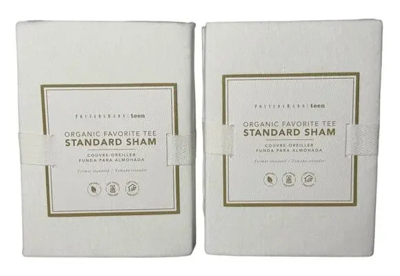 (2) Pottery Barn Teen Organic Favorite Tee Standard Sham NWT White - Set of 2