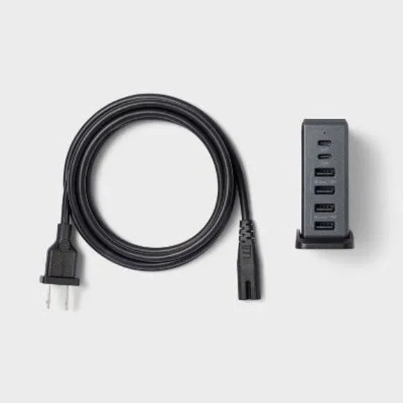 Heyday - 6-Port Charging Hub Vertical 2C + 4A - heyday Blac Black