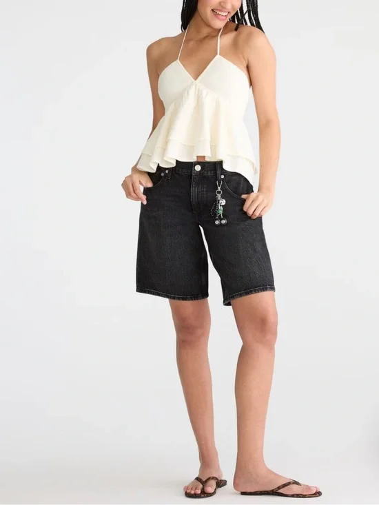 Aeropostale 🖤 Baggy Jorts Black Denim Bermuda Jean Shorts (size 33)