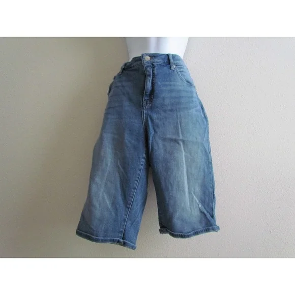 Lucky Brand Denim Bermuda Shorts‎ 36 Blue Distressed Stretch Jean Shorts