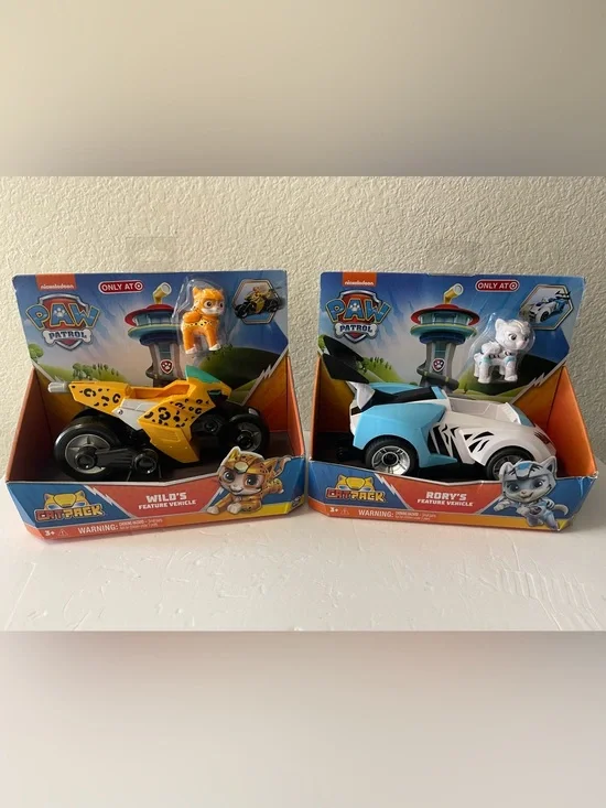 Brand New Paw Patrol Cat Pack Wild & Rory Figures and Vehicles