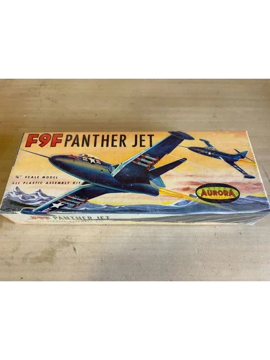 1960 Aurora F9F Panther Jet US Navy Fighter 1/48 Scale Plastic Model Kit sealed