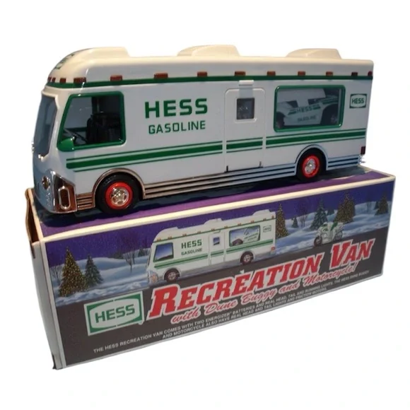 Vintage Hess 1998 Recreation Van with Dune Buggy and Motorcycle collectible NIB