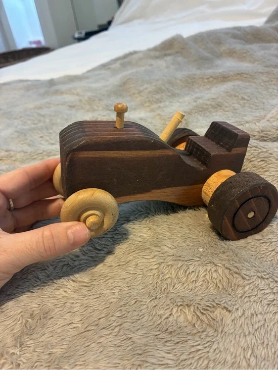 Wooden Pull-Back Toy Car - Brown and Natural ~ Cottage Nursery decor