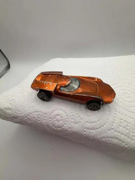Vintage 1968 Hot Wheels Redline Turbofire Diecast Car Metallic Orange with Open