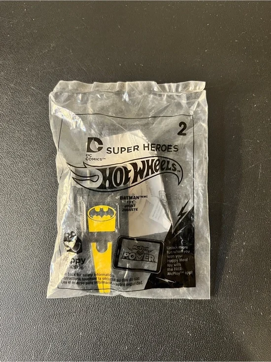 NEW 2016 Hot Wheels McDonalds Batmobile Super Heroes Black Pull Back Car #2