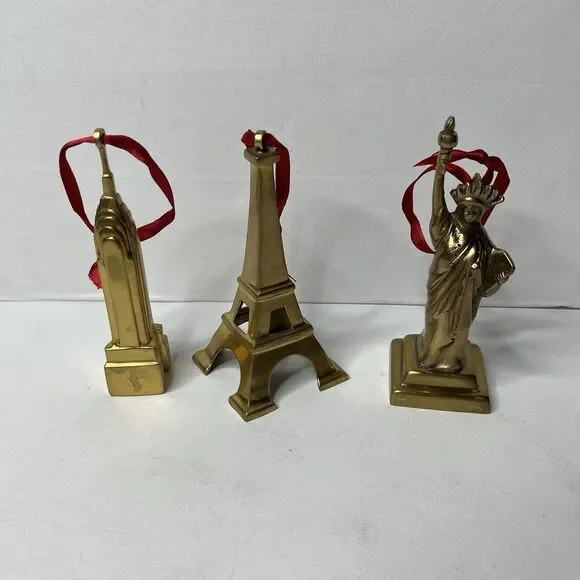 3 Restoration Hardware Christmas Ornaments Skyscraper Tower Liberty Statue