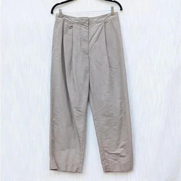 COS Pants Womens EU38/M Taupe Gray Linen Blend High-rise Wide Leg Trousers