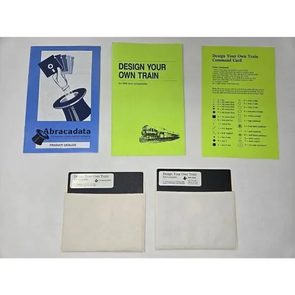 DESIGN YOUR OWN TRAIN ABRACADATA IBM PC COMPUTER GAME VINTAGE 1987