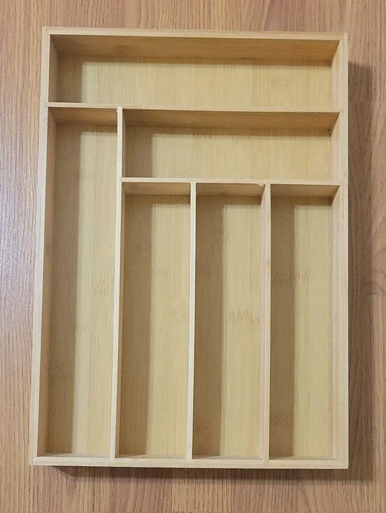 Bamboo Silverware Cutlery Drawer Organizer Utensil Holder Kitchen Storage NWOT