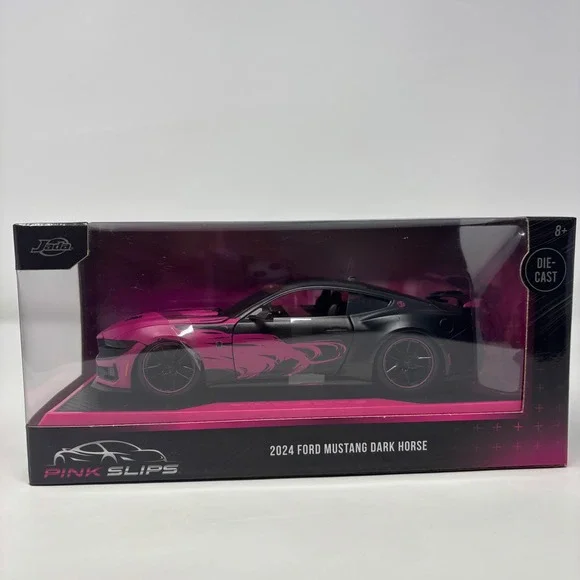 2024 Ford Mustang Dark Horse Jada Pink Slips Diecast Car Black Pink 1:24 New