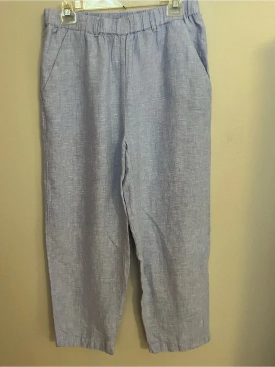 Quince Light Blue Linen-Blend Elastic Waist Men’s Pants