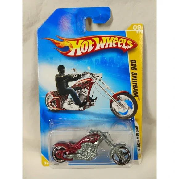 2009 Hot Wheels #009 New Models‎ OCC SPLITBACK Motorcycle RED Chopper