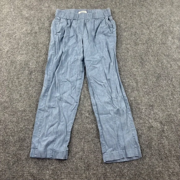 Babaton Linen Blend Pants XSmall‎ Blue Elastic Waist Relaxed Straight Leg Womens