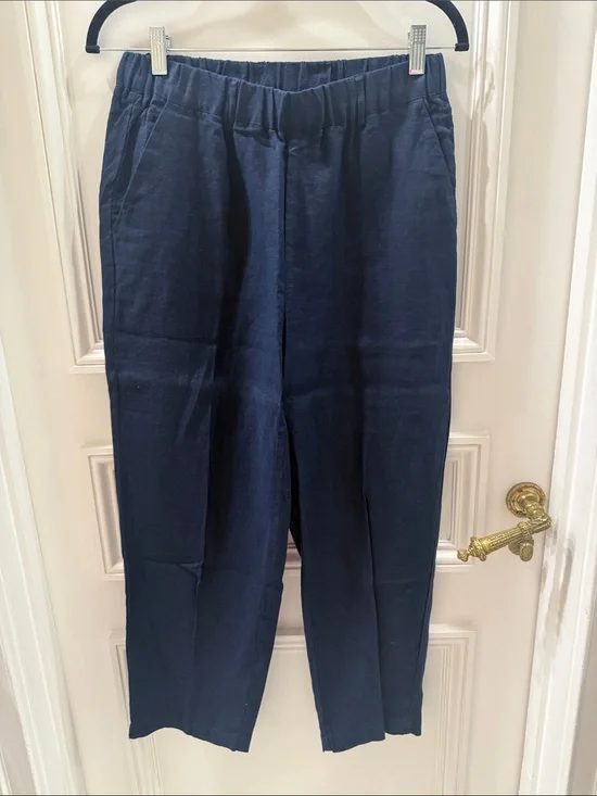 NWOT Quince Deep Navy Linen Pants with Side Pockets & One Back Pocket Small #333