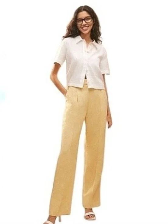 Aritzia Wilfred The Limitless Pant Cruise-Linen in Yellow Linen lyocell blend