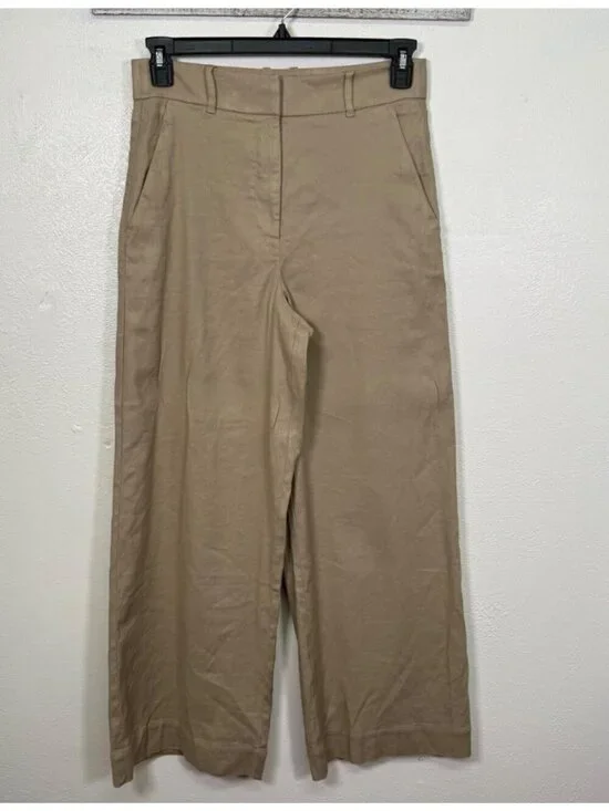 Everlane The Wide-Leg Pant in Stretch Linen Trench Coat Khaki Trousers Size 4