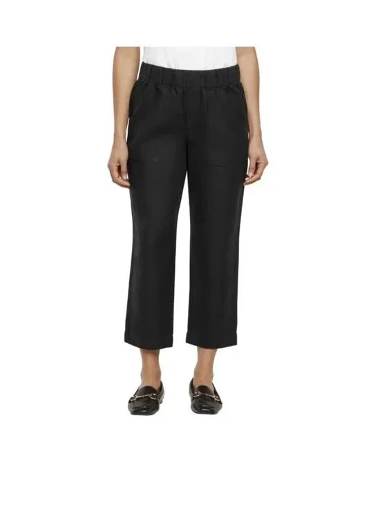 NWT Banana Republic Women's L Linen Blend Tapered Crop Pants Black F1288
