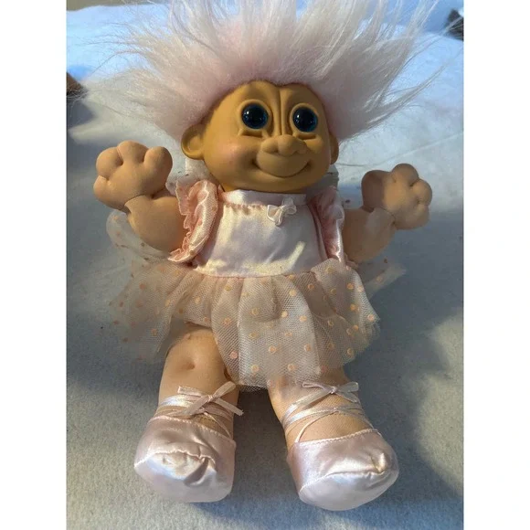 Russ Troll Doll‎ Ballerina Pink Tutu Ballet Shoes Big Blue Eyes Fluffy Hair