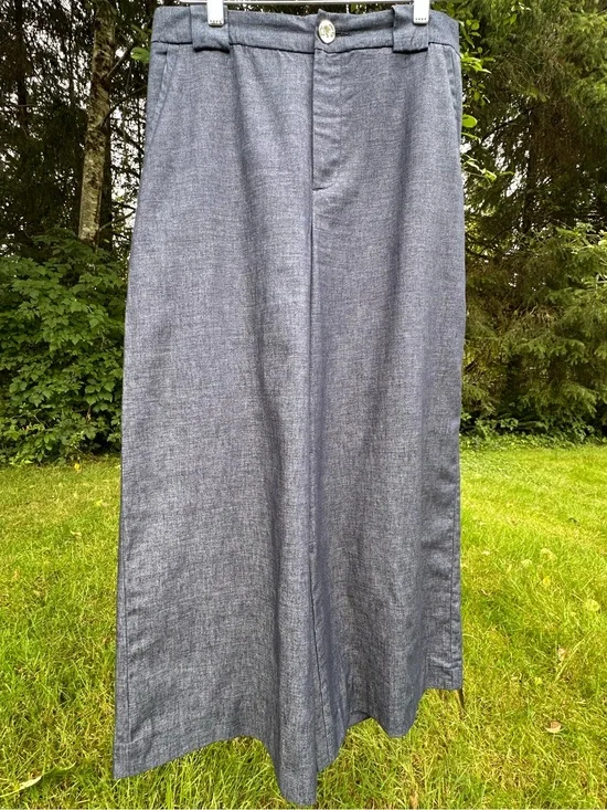 Zara Pants Wide Leg High Waist Palazzo Linen Blend Contemporary Classic Mini