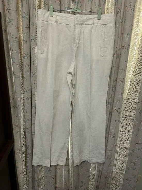Banana Republic Linen‎ Pants 12S Jackson Fit Cream Straight Leg 29” Inseam