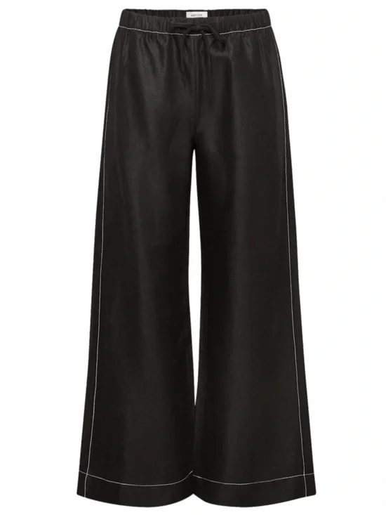 Aritzia Lodge Pant CruiseLinen Black Light Birch Wide Leg Linen Pants M
