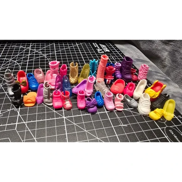 Mixed Mismatched Doll Shoes Lot Heels Sneakers Boots Flats Assorted Colors 30+