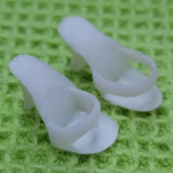 Barbie 1968 White Open Toe Spike High Heel Shoes Mules